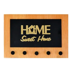 Chaveiro Madeira e Acrilico Preto - Home Sweet