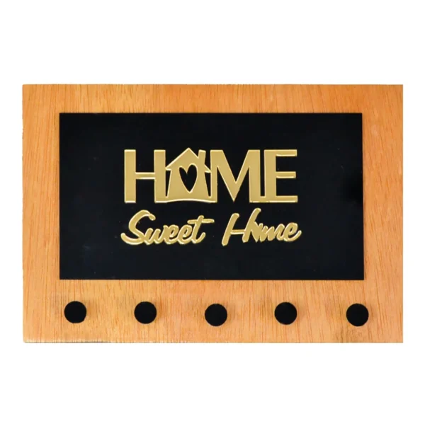 Chaveiro Madeira e Acrilico Preto - Home Sweet
