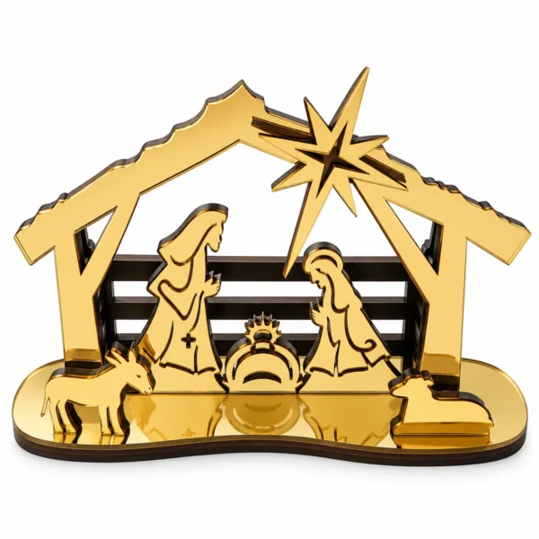 Bibelot Presépio 3D Dourado Espelhado e Preto Tradicional 17