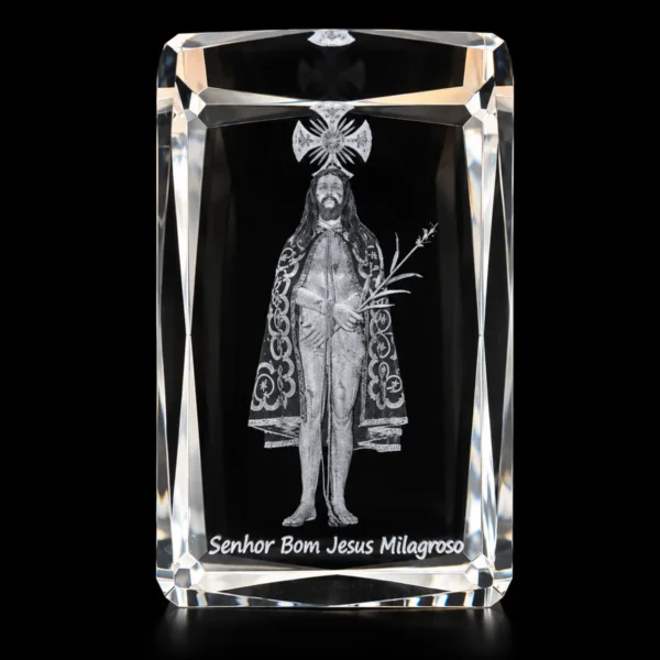 Paralelepípedo Cristal Lapidado 0516 -  Bom Jesus Milagroso