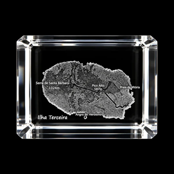 CR604 Paralelepípedo Cristal 706040 - Mapa Ilha - Terceira