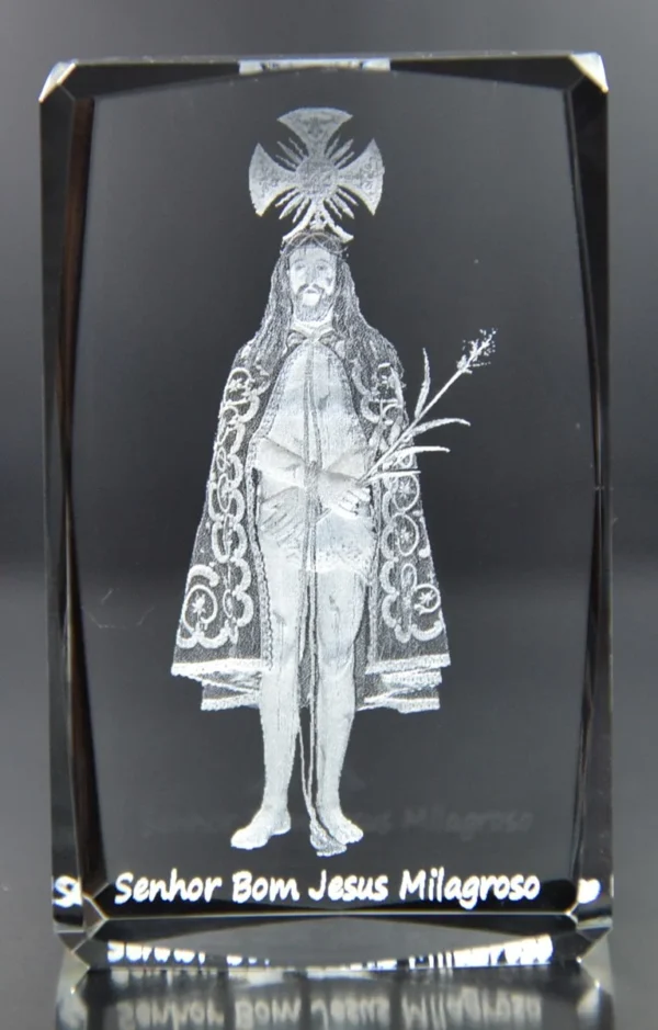 Paralelepípedo Cristal Lapidado 0518 -  Bom Jesus Milagroso