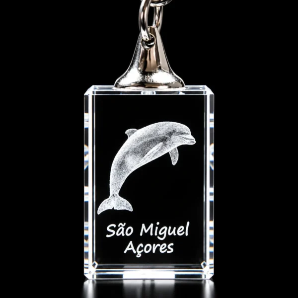 PCR017 Porta-Chaves Cristal Rect s/LED Golfinho-SãoMiguel