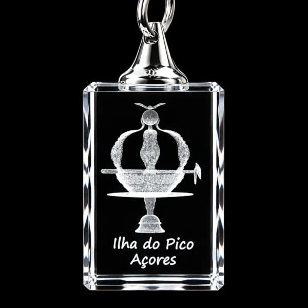PCR057 Porta-Chaves Cristal Rect s/LED Coroa Pico
