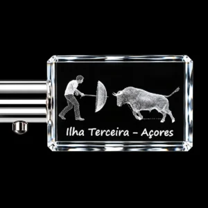 Porta-Chaves Cristal Rect c/LED Tourada à Corda - Terceira