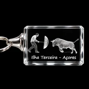 Porta-Chaves Cristal Rect s/LED Tourada à Corda - Terceira