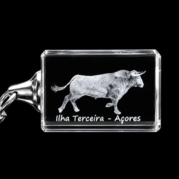 PCR113 Porta-Chaves Cristal s/LED Touro - Ilha Terceira-Açores
